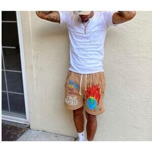 Back 2 School Special She by Gino Mens Shorts Save Our World Brown Cotton S